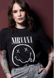 Nirvana - White Smiley - - T-Shirts