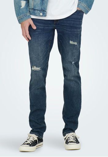 Only & Sons - Loom Slim Damage Blue Denim - Jeans