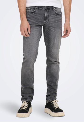 Only & Sons - Weft Reg Destroy Grey Denim - Jeans