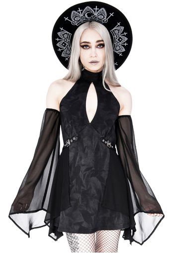 Restyle - Halterneck Floaty Fairy Acid Wash Tunic Black - Kleider