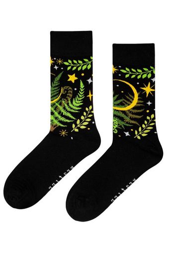 Restyle - Herbal Jacquard Fern Leaves And Crescent - Socken