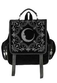 Restyle - Crescent Square Velvet Embroidered Black - Rucksack - Schwarz - Onesize - 50% Polyurethane, 50% Nylon,Samt