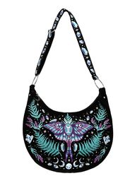 Restyle - Enchanted Forest Hobo With Magical Black - Tasche - Schwarz - Onesize - 100% Polyester,Samt