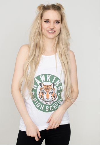 Stranger Things - Hawkins High Tiger Emblem White - Tanks