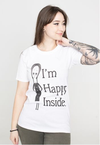 The Addams Family - Happy Inside White - - T-Shirts