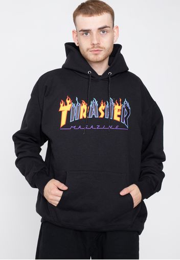 Thrasher - Double Flame Hood Black - Hoodies