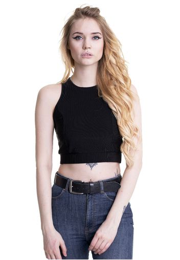 Urban Classics - Ladies Cropped Shiny Rib Black - Tops