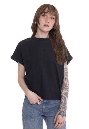 Urban Classics - Ladies Short Pigment Dye Cut On Sleeve Black - - T-Shirts