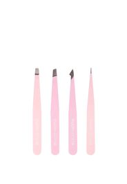 Brushworks HD 4 Piece Combination Tweezer Set - Pink