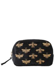 Elizabeth Scarlett Honey Bee Charcoal Velvet Cosmetics Bag