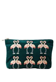 Elizabeth Scarlett Flamingo Emerald Velvet Everyday Pouch