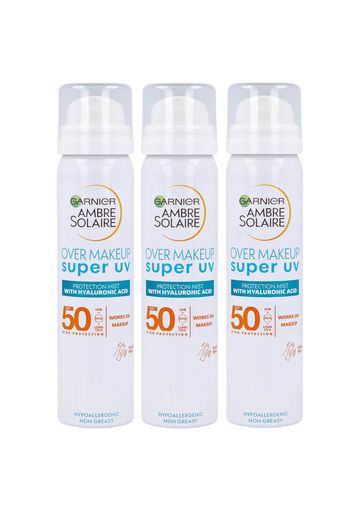 Garnier Ambre Solaire Over Makeup Super UV Protection Mist SPF50 75ml Trio