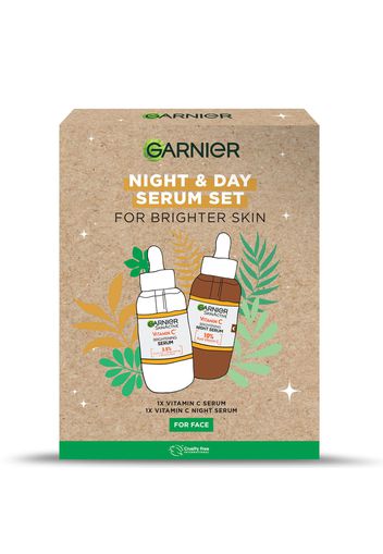 Garnier Vitamin C Day and Night Serum Gift Set for Face, Anti-Dark Spots and Brightening