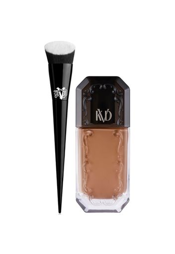 KVD Beauty Lock it Edge Foundation Brush and Beauty Good Apple Full-Coverage Serum Foundation 30ml Bundle (Various Shades) - Tan 074