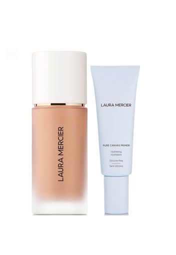 Laura Mercier Real Flawless Foundation and Pure Canvas Hydrating Primer Bundle (Various Shades) - 3C2 Toffee