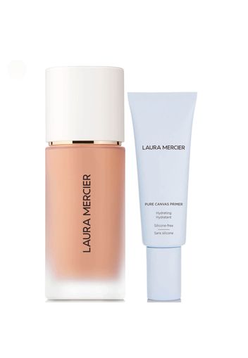 Laura Mercier Real Flawless Foundation and Pure Canvas Hydrating Primer Bundle (Various Shades) - 3N2 Camel