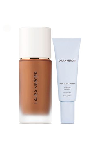 Laura Mercier Real Flawless Foundation and Pure Canvas Hydrating Primer Bundle (Various Shades) - 5C1 Sepia