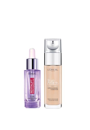 L’Oreal Paris Hyaluronic Acid Filler Serum and True Match Hyaluronic Acid Foundation Duo (Various Shades) - 7W Golden Amber