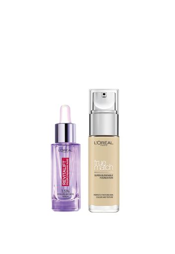 L’Oreal Paris Hyaluronic Acid Filler Serum and True Match Hyaluronic Acid Foundation Duo (Various Shades) - 1W Golden Ivory