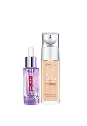 L’Oreal Paris Hyaluronic Acid Filler Serum and True Match Hyaluronic Acid Foundation Duo (Various Shades) - 4W Golden Natural