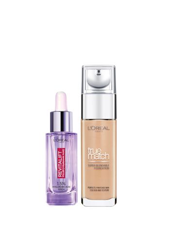 L’Oreal Paris Hyaluronic Acid Filler Serum and True Match Hyaluronic Acid Foundation Duo (Various Shades) - 6.5W Golden Toffee