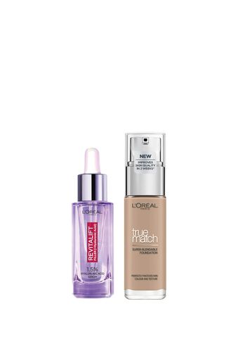 L’Oreal Paris Hyaluronic Acid Filler Serum and True Match Hyaluronic Acid Foundation Duo (Various Shades) - 4N Beige