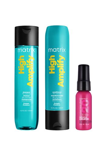 Matrix High Amplify Shampoo, Conditioner and Miracle Creator 20 Travel Size Bundle for Fine and Flat Hair (Worth £26.34)