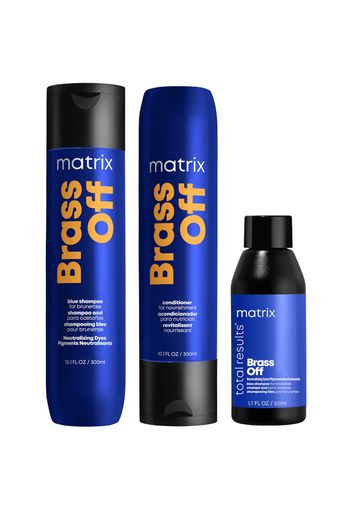 Matrix Brass Off Shampoo, Travel Size Shampoo and Conditioner Bundle for Lightened Brunette Hair (Worth £31.42)