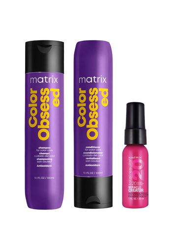 Matrix Color Obsessed Shampoo, Conditioner and Miracle Creator 20 Travel Size Bundle for Coloured Hair (Worth £26.34)