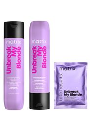 Matrix Unbreak My Blonde Shampoo, Conditioner and Leave-in Travel Size Bundle for Chemically Over-processed Hair (Worth £32.84)