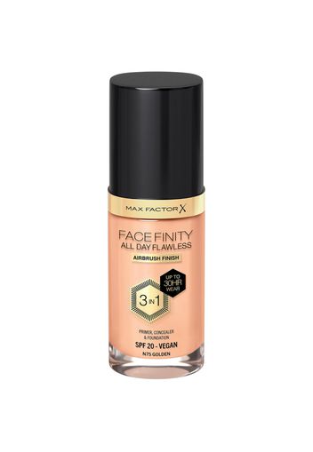 Max Factor Facefinity All Day Flawless 3 in 1 Vegan Foundation 30ml (Various Shades) - N75 - GOLDEN