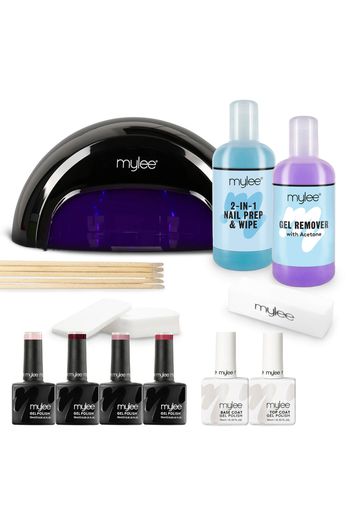 Mylee Black Convex Curing Lamp Kit with Gel Nail Polish Essentials Set