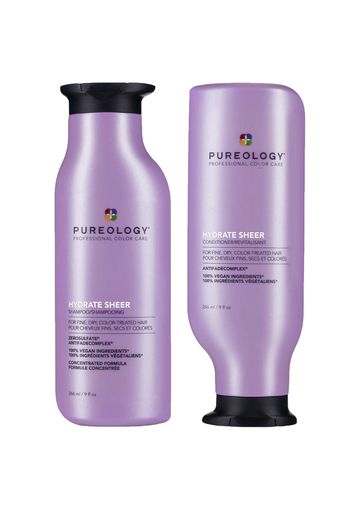 Pureology Hydrate Sheer Shampoo and Conditioner Bundle for Fine, Dry Hair, Sulphate Free for a Gentle Cleanse