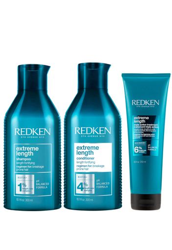 Redken Extreme Length Shampoo, Conditioner and Triple Action Treatment Mask Trio Bundle