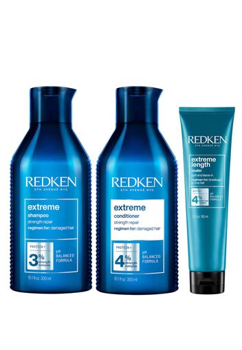 Redken Extreme Shampoo, Conditioner and Extreme Length Sealer Leave-in Treatment Bundle