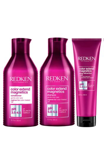 Redken Color Extend Magnetics Shampoo, Conditioner and Hair Mask Routine for Coloured Hair