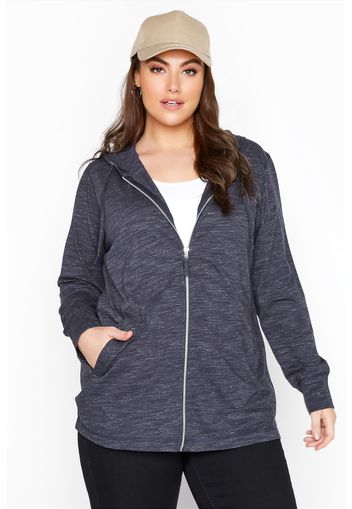 Große größen hoodie mit ganzem reißverschluss  blau meliert 44