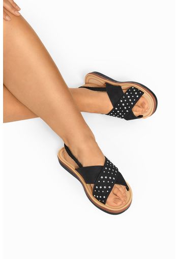 Extraweite riemchensandalette mit strassbesatz  schwarz