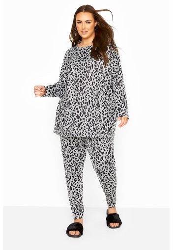 Loungekombi hose mit animal print, grau