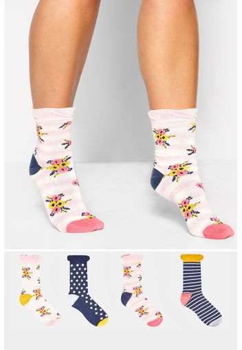 4er pack socken mit verschiedenen mustern  navy/bunt