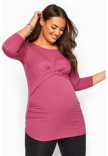 Bump it up maternity rippentop mit knoten  pink