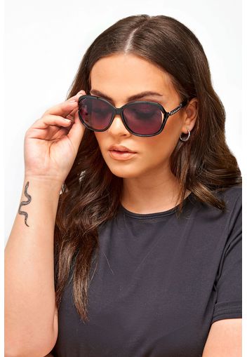 Oversized sonnenbrille mit kettenbügel  schwarz