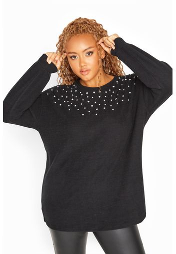 Große größen black diamante soft knitted jumper 46