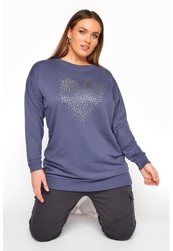 Große größen navy blaues sweatshirt mit herz print 50-52