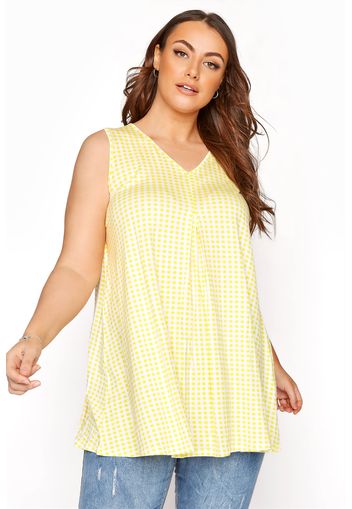 Große größen lemon yellow gingham swing vest top 44