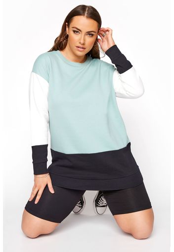 Große größen salbei grünes colour block sweatshirt 46