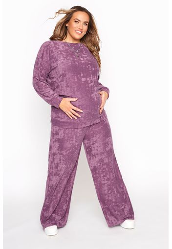 Große größen bump it up maternity lilafarbene flanell frottee lounge kombi hose 44