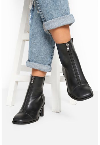 Limited collection schwarze boots mit reißverschluss aus veganem leder, breite passform