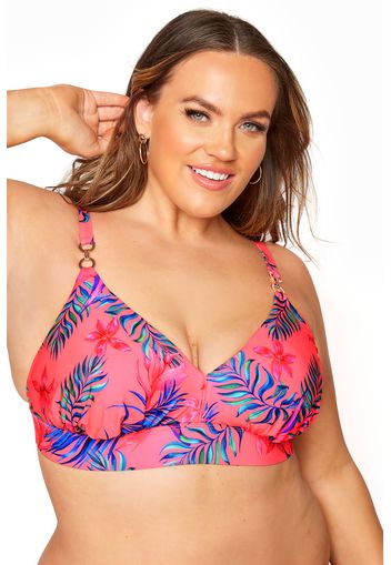 Florales bikini oberteil, knallig pink