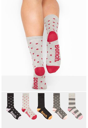 Bench 5 pack multi patterned crew socks